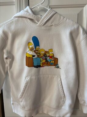 Medium White Kids Hoodie with The Simpsons